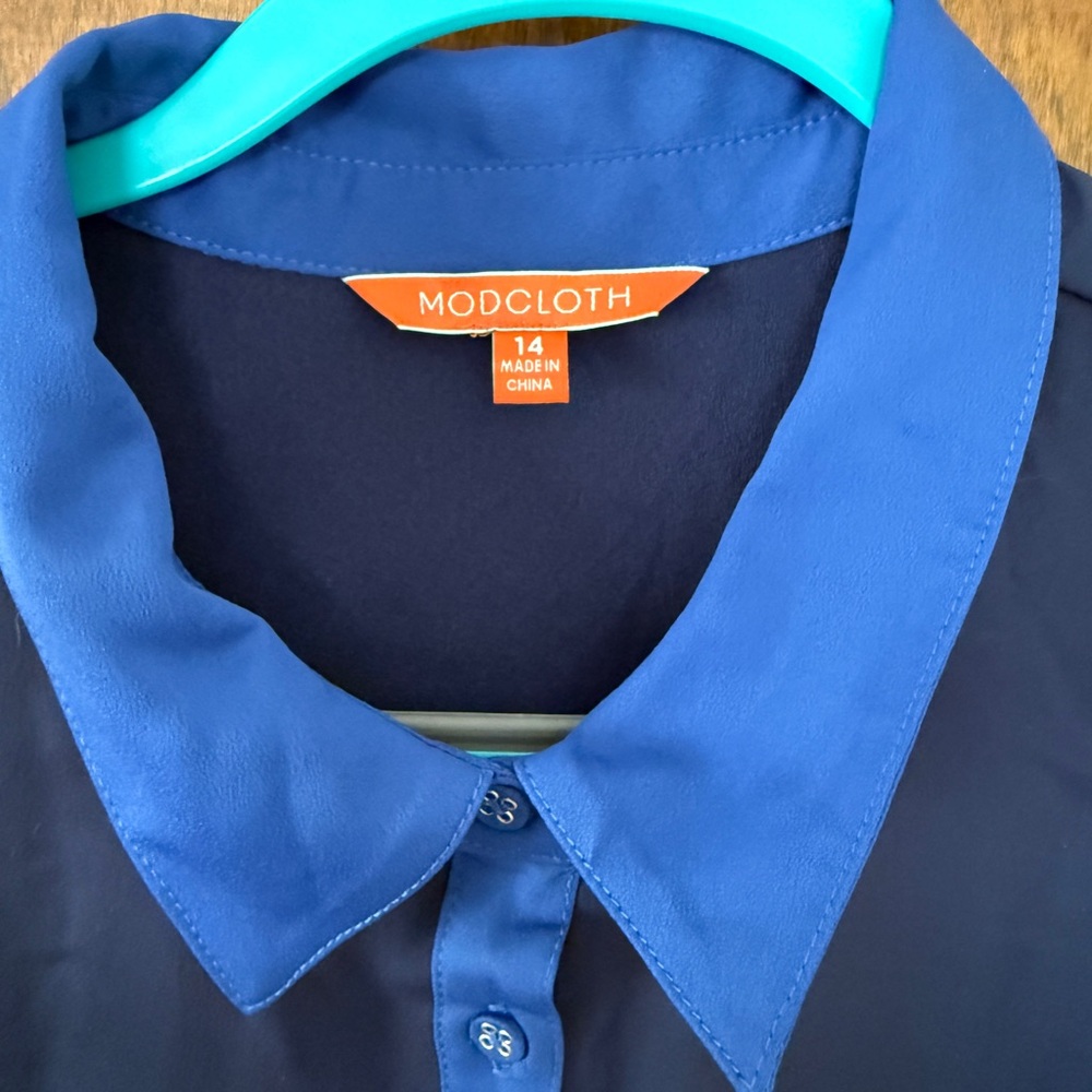 Modcloth Royal Blue Button-Up Blouse - Picture 3 of 3